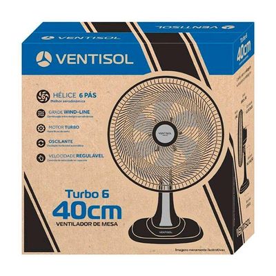 Ventilador Oscilante Mesa 40cm Turbo 6 Pás 220V Ventisol Preto 220V
