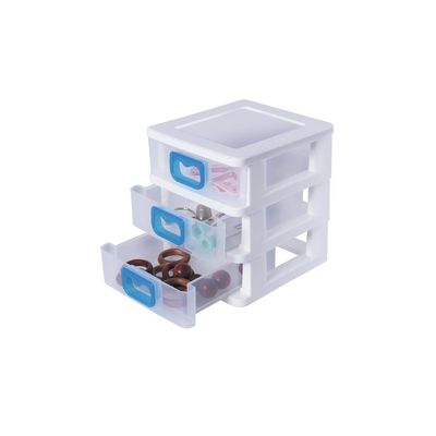 Gaveteiro São Bernardo de Mesa Plástico Branco com 3 Gavetas 13,5x14,4x15,6cm