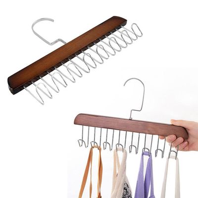 Cabide Madeira Rotativo Ganchos Organizador Armário Closet Marrom
