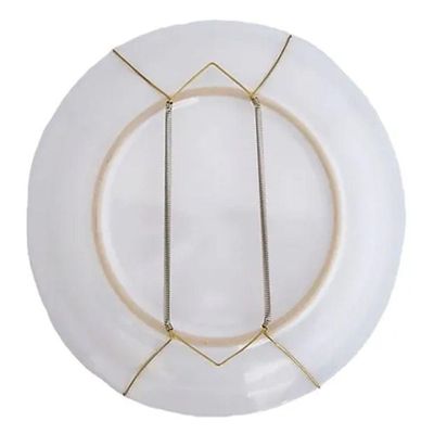 Suporte Gancho Mola Dourada Prato Decorativo Parede Pendurar Mesa 14 A 24 Cm