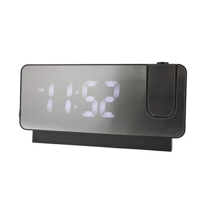 Relogio Alarme Led Espelhado Usb Com Projetor De Hora Preto