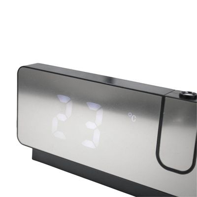 Relogio Alarme Led Espelhado Usb Com Projetor De Hora Preto