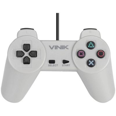 Controle Pc Usb Ps1/playstation 1 Cinza - Retrô - Vinik Play
