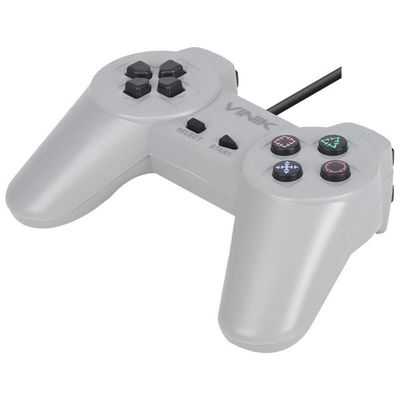 Controle Pc Usb Ps1/playstation 1 Cinza - Retrô - Vinik Play