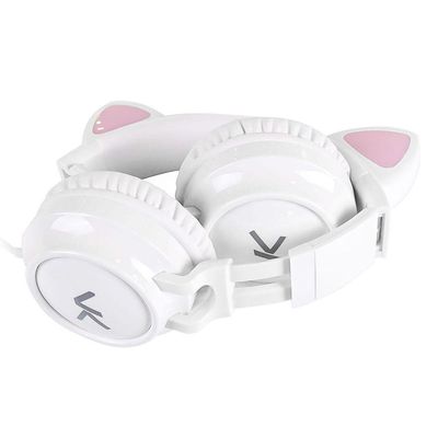 Fone De Ouvido Headset Kitty Ear - Orelha De Gato Branco Com