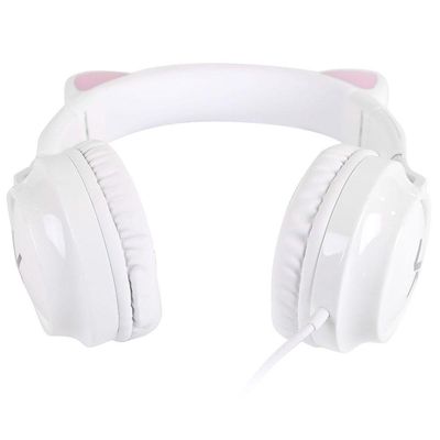 Fone De Ouvido Headset Kitty Ear - Orelha De Gato Branco Com