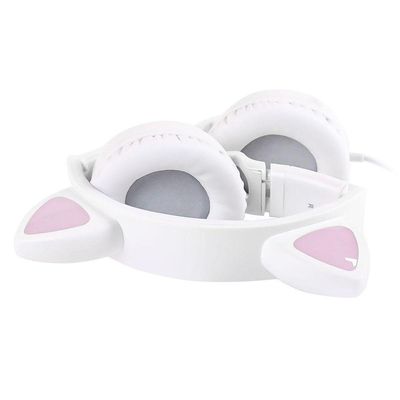 Fone De Ouvido Headset Kitty Ear - Orelha De Gato Branco Com