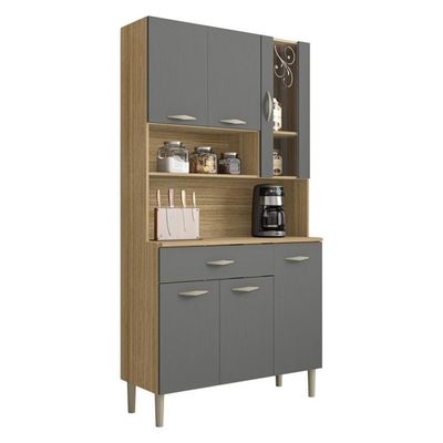 Armário De Cozinha Compacta 6 Portas 1 Gaveta Golden Freijó-gris