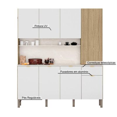 Armario De Cozinha Compacta 8 Portas 1 Gaveta Slow Freijó-artico-riscatto