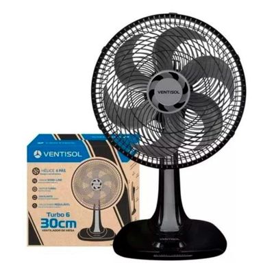 Ventilador Oscilante Mesa 30cm Turbo 6 Pás 220V Ventisol Preto 220V