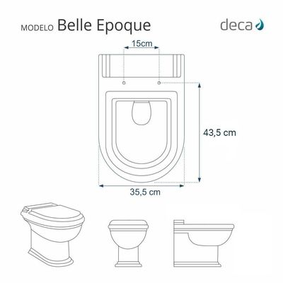 Tampa De Vaso Poliester Belle Epoque Cinza Claro Para Bacia Deca 6lpf
