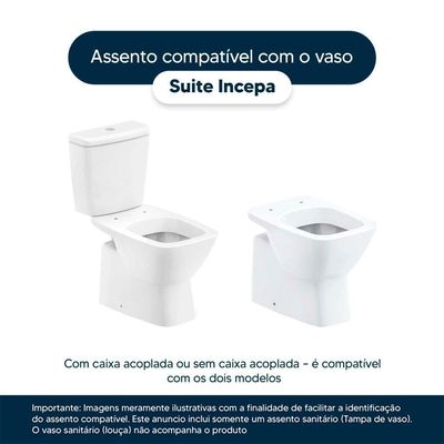 Tampa De Vaso Poliéster Suite Branco Para Bacia Incepa