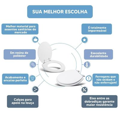 Tampa Vaso Sanitário Poliester Acrilico Spot Branco Para Bacia Deca