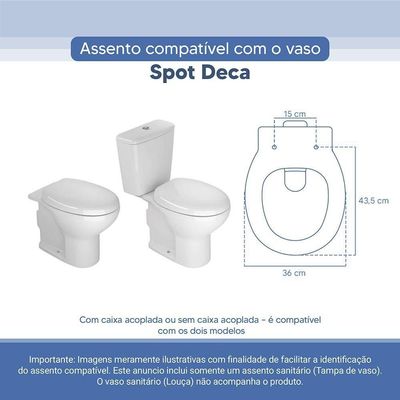 Tampa Vaso Sanitário Poliester Acrilico Spot Branco Para Bacia Deca