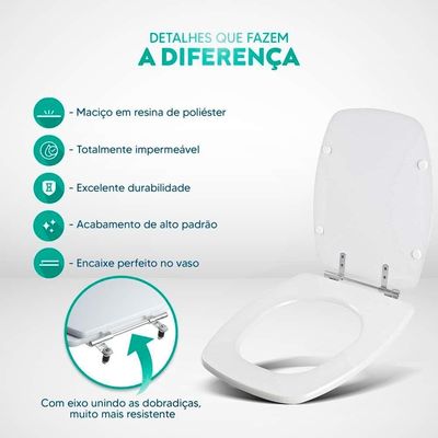 Tampa De Vaso Sanitário Decorado Primula Branco Para Bacia Fiori