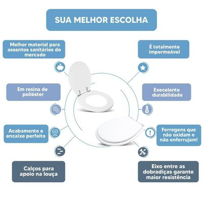 Tampa Vaso Sanitário Poliester Acrilico Avalon Branco Para Bacia Ideal Standard