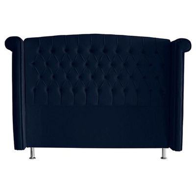 Cabeceira De Cama Box Toquio King 195 Cm Suede Azul Marinho Do Lar Móveis E Decoração