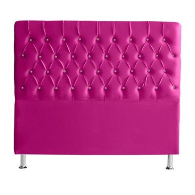 Cabeceira De Cama Box Estrela Queen 160 Cm Suede Botão Cristal Rosa Pink Do Lar Móveis E Decoração