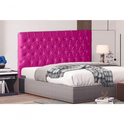 Cabeceira De Cama Box Estrela Queen 160 Cm Suede Botão Cristal Rosa Pink Do Lar Móveis E Decoração