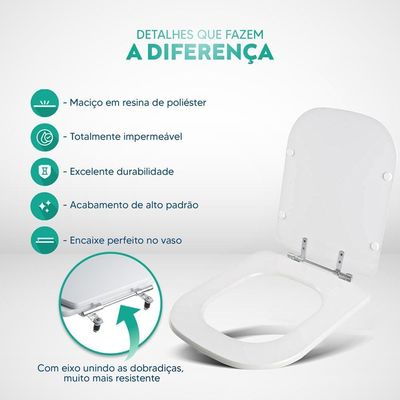 Tampa De Vaso Poliester Debba Branco Para Bacia Roca