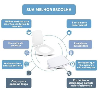Tampa Vaso Sanitário Poliester Acrilico Boss Branco Para Bacia Incepa