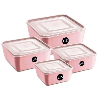 Kit 3 Potes Plásticos Quadrados Multiuso 1,5L com Tampa Prem