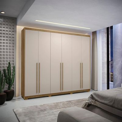 Guarda Roupa Casal 6 Portas 3 Gavetas Mdf 275 Cm Nature Fend Vlr Nature Fend