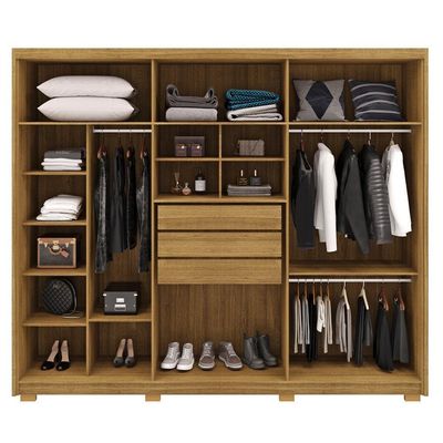 Guarda Roupa Casal 6 Portas 3 Gavetas Mdf 275 Cm Nature Fend Vlr Nature Fend