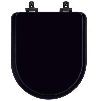 Tampa De Vaso Laqueado Com Fechamento Lento Link-lk Preto Para Louça Deca Com Ferragem Preta