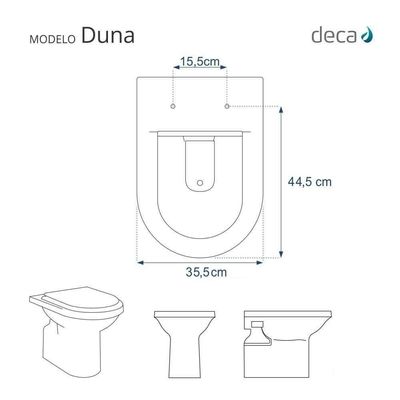 Tampa De Vaso Laqueado Com Fechamento Lento Duna Preto Para Louça Deca Com Ferragem Preta