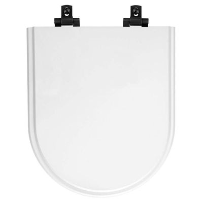 Tampa De Vaso Laqueado Com Fechamento Lento Duna Branco Para Louça Deca Com Ferragem Preta