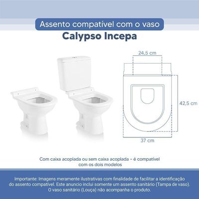 Tampa Vaso Sanitário Poliester Acrilico Calypso Branco Para Bacia Incepa