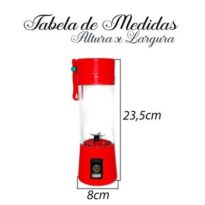 Mini Liquidificador Portatil Shake Juice Cup Batida Vermelho
