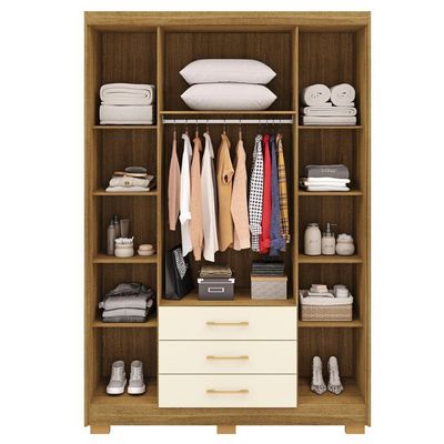 Guarda Roupa Solteiro 120 Cm 4 Portas 10088 Nature Champanhe Vlr Nature Champanhe