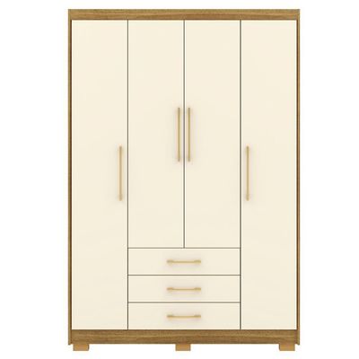 Guarda Roupa Solteiro 120 Cm 4 Portas 10088 Nature Champanhe Vlr Nature Champanhe