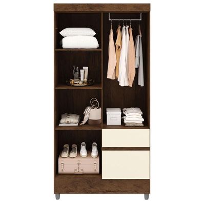 Guarda Roupa 102 Cm 4 Portas Plus 10090 Imbuia Champanhe Vlr Imbuia Champanhe