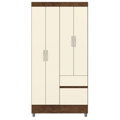 Guarda Roupa 102 Cm 4 Portas Plus 10090 Imbuia Champanhe Vlr Imbuia Champanhe