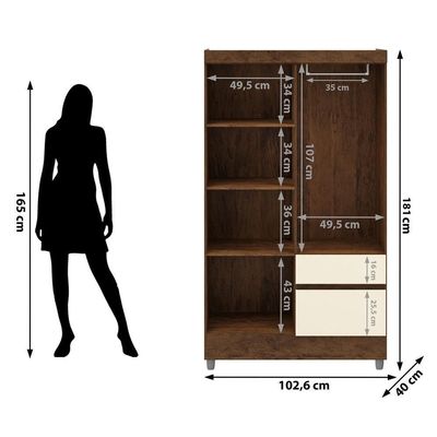 Guarda Roupa 102 Cm 4 Portas Plus 10090 Imbuia Champanhe Vlr Imbuia Champanhe