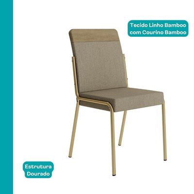 Conjunto Sala De Jantar 6 Cadeiras Paris Carraro Carvalho Dourado