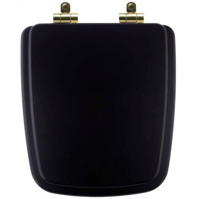 Tampa De Vaso Poliéster Com Amortecedor Boss Matte Black (preto Fosco) Para Bacia Incepa Com Ferragem Dourada