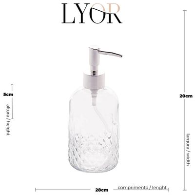 Porta Sabonete Líquido de Vidro Lyor 380ml para Bancada de Banheiro Suporte de Sabão Sortido