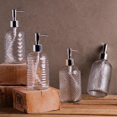 Porta Sabonete Líquido de Vidro Lyor 380ml para Bancada de Banheiro Suporte de Sabão Sortido