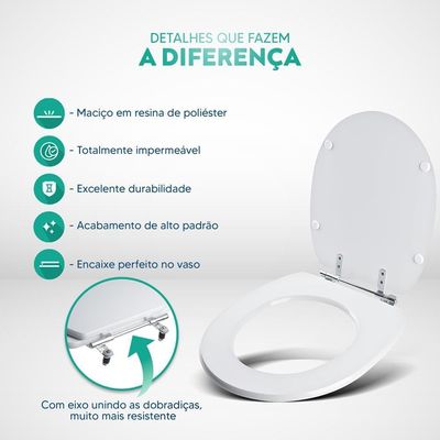 Tampa De Vaso Poliester Fast Branco Para Bacia Deca 6lpf