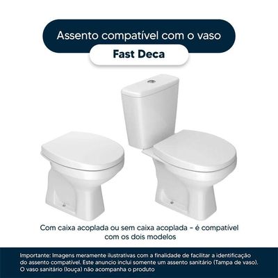 Tampa De Vaso Poliéster Fast Branco Para Bacia Deca