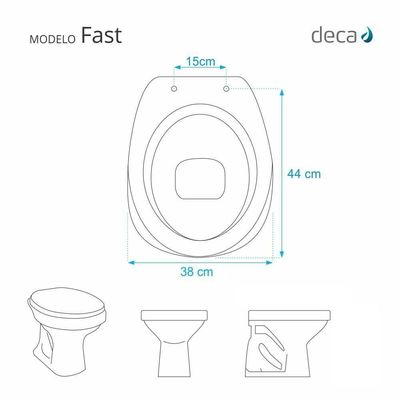 Tampa De Vaso Poliéster Fast Branco Para Bacia Deca 1.6gpf 6lpf