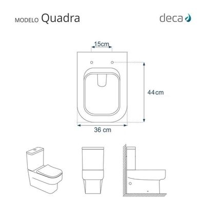 Tampa De Vaso Laqueado Com Amortecedor Quadra Preto Para Bacia Deca Com Ferragem Dourada