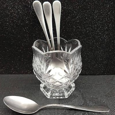 Porta Talher de Cristal Vidro Colher de Cafe Chá Mesa Posta Dublin Decorativo 8x8cm
