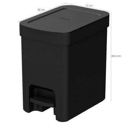 Kit 2 Lixeiras de Pedal com Aro Interno 6 Litros para Banheiro Polipropileno Trium Preto
