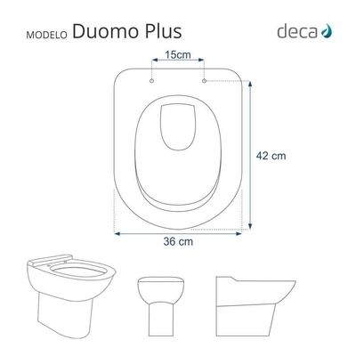Tampa De Vaso Poliester Duomo Plus Branco Para Bacia Deca
