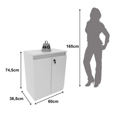 Balcão para Escritório com 2 Portas e Chave ME4149 Branco Tecnomobili